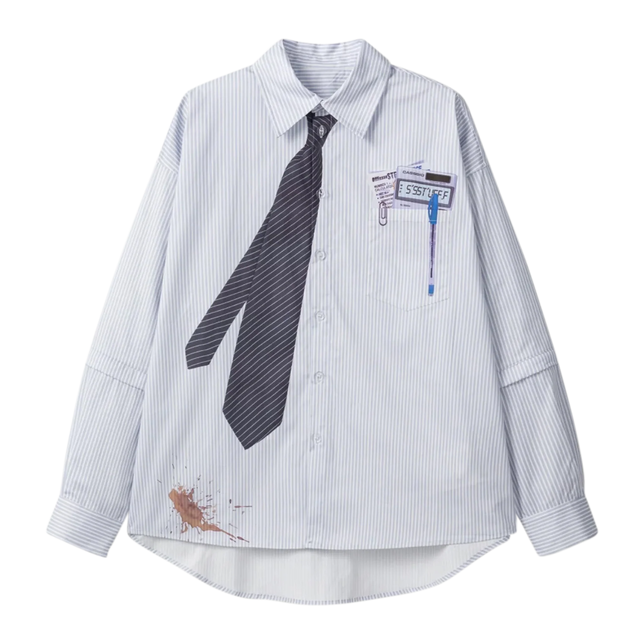 Detachable Sleeves Tie Shirt