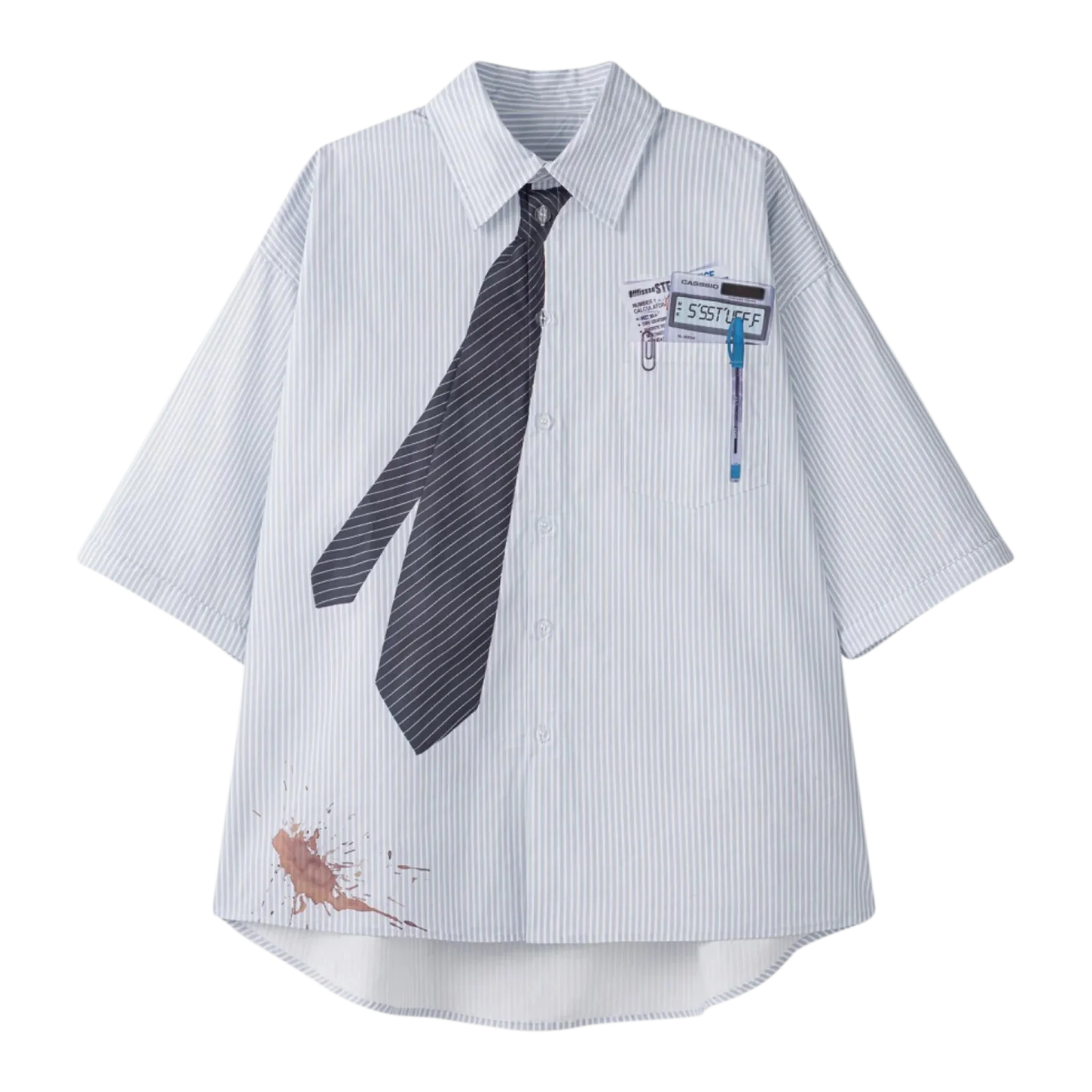 Detachable Sleeves Tie Shirt - Image 3