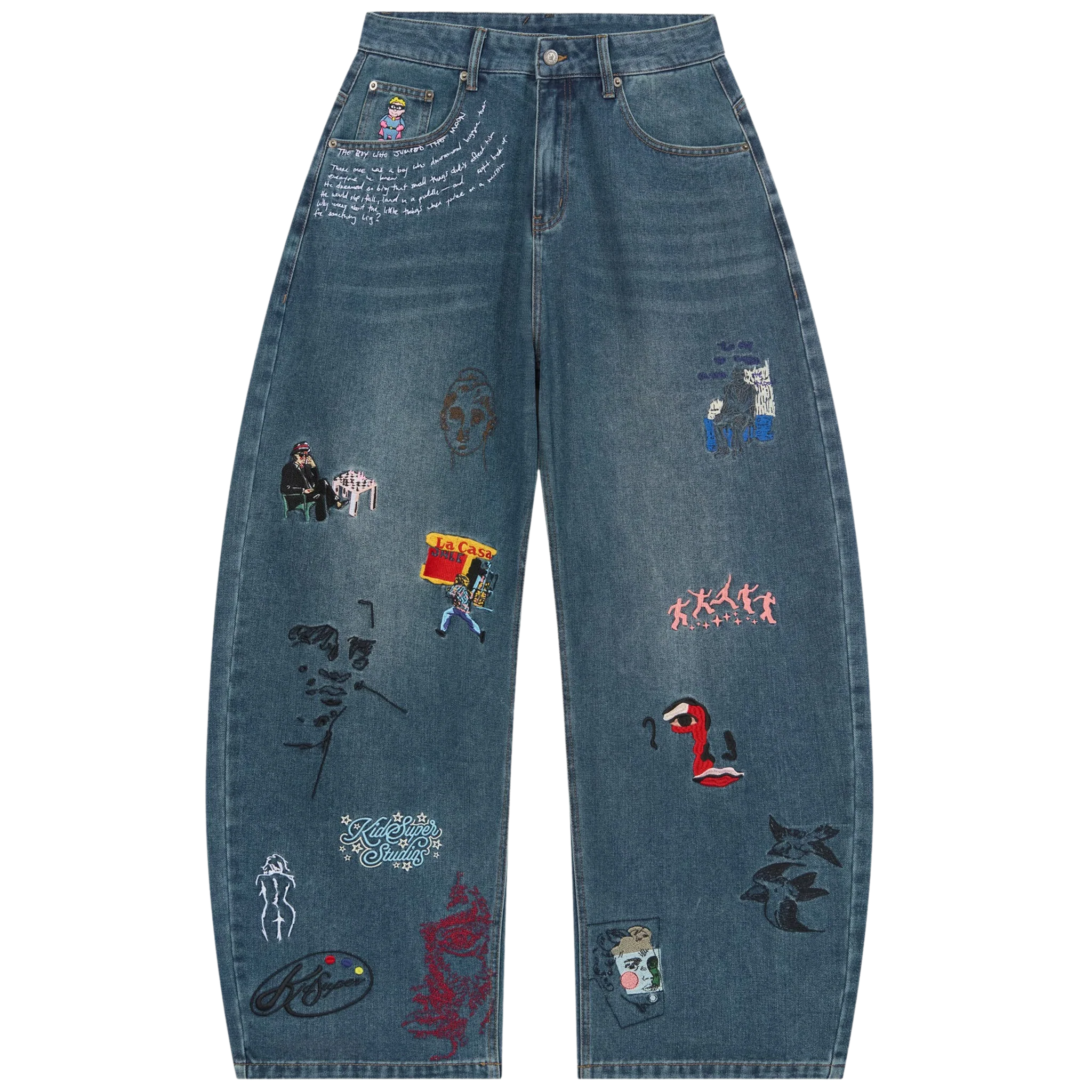 Embroidered Paintings Baloon Pants