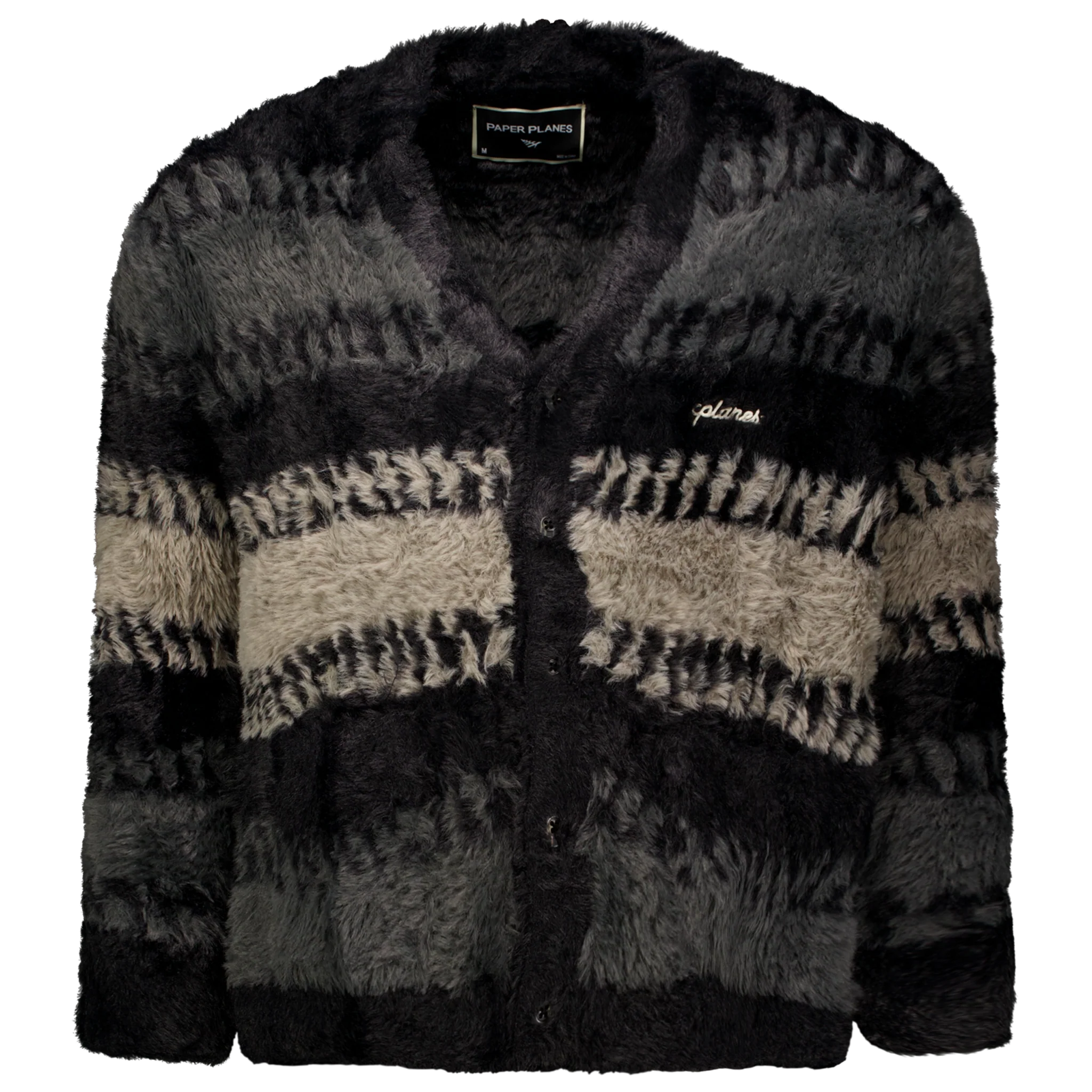 Zig Zag Stitch Fuzzy Cardigan