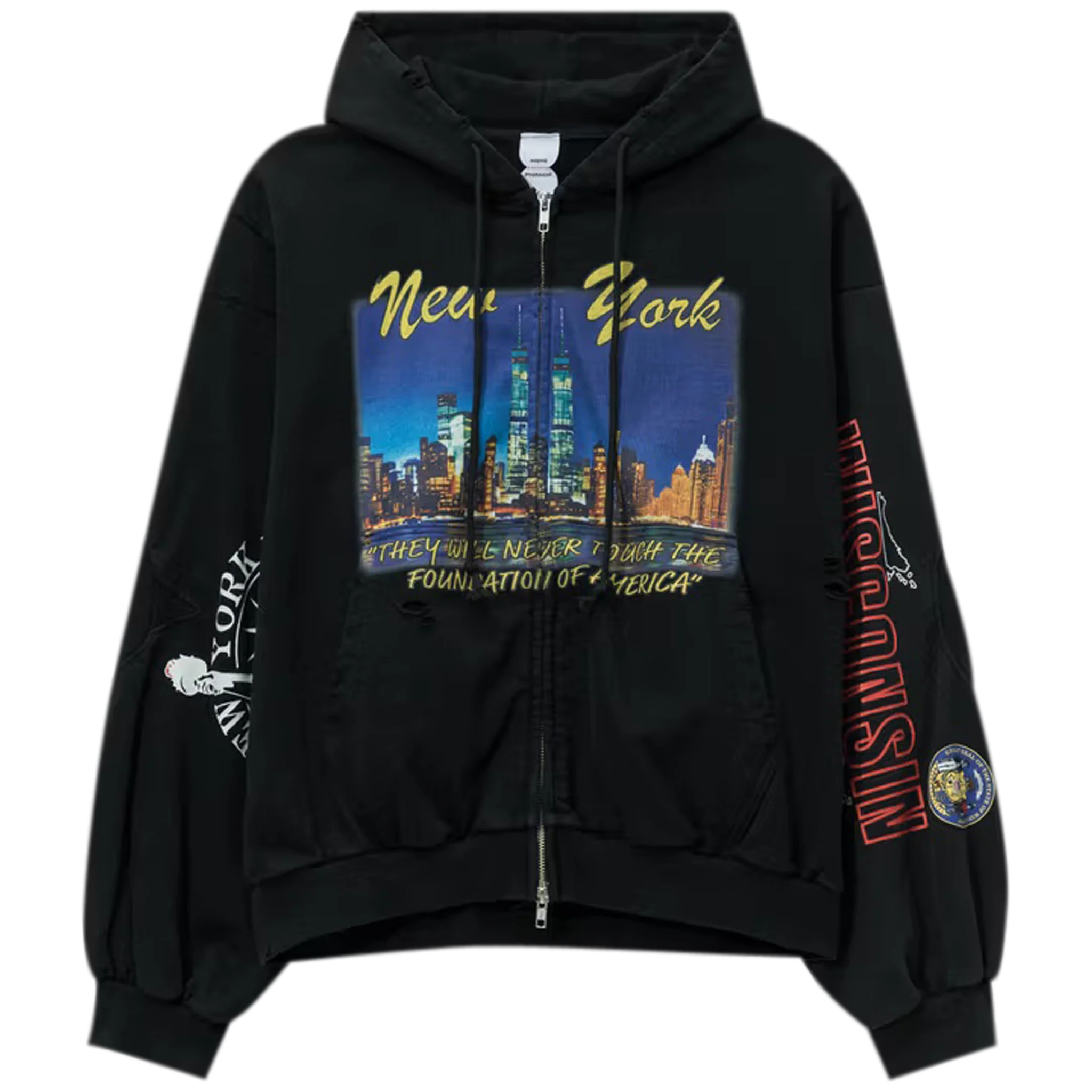 Reconstructed Sweatshirts Zip Hoodie