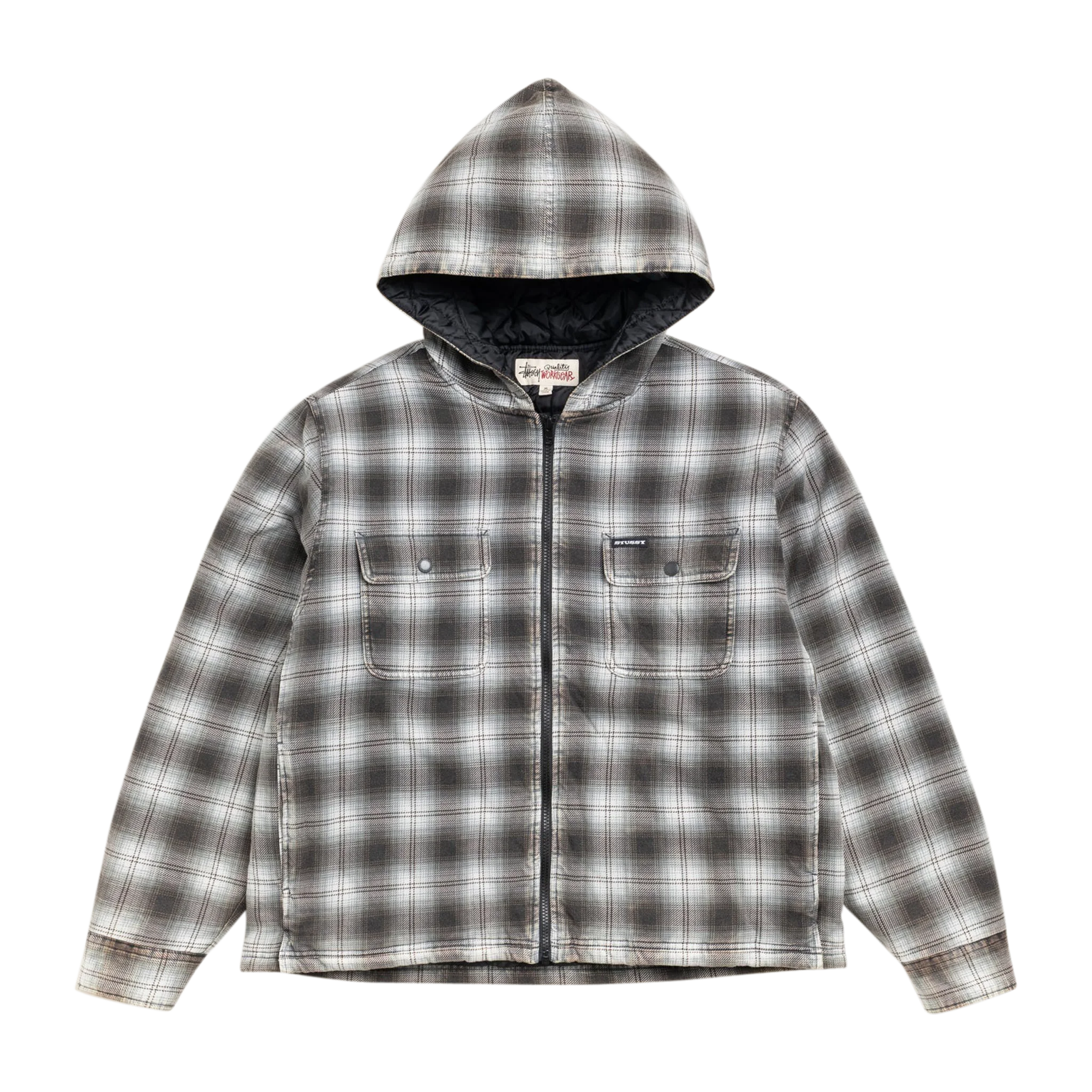 Zip Hooded Plaid Shirt